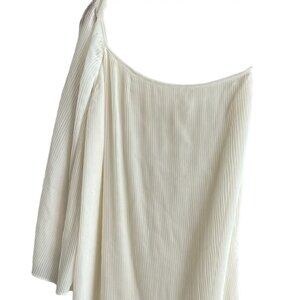 One Sleeve Lush White Mini Dress